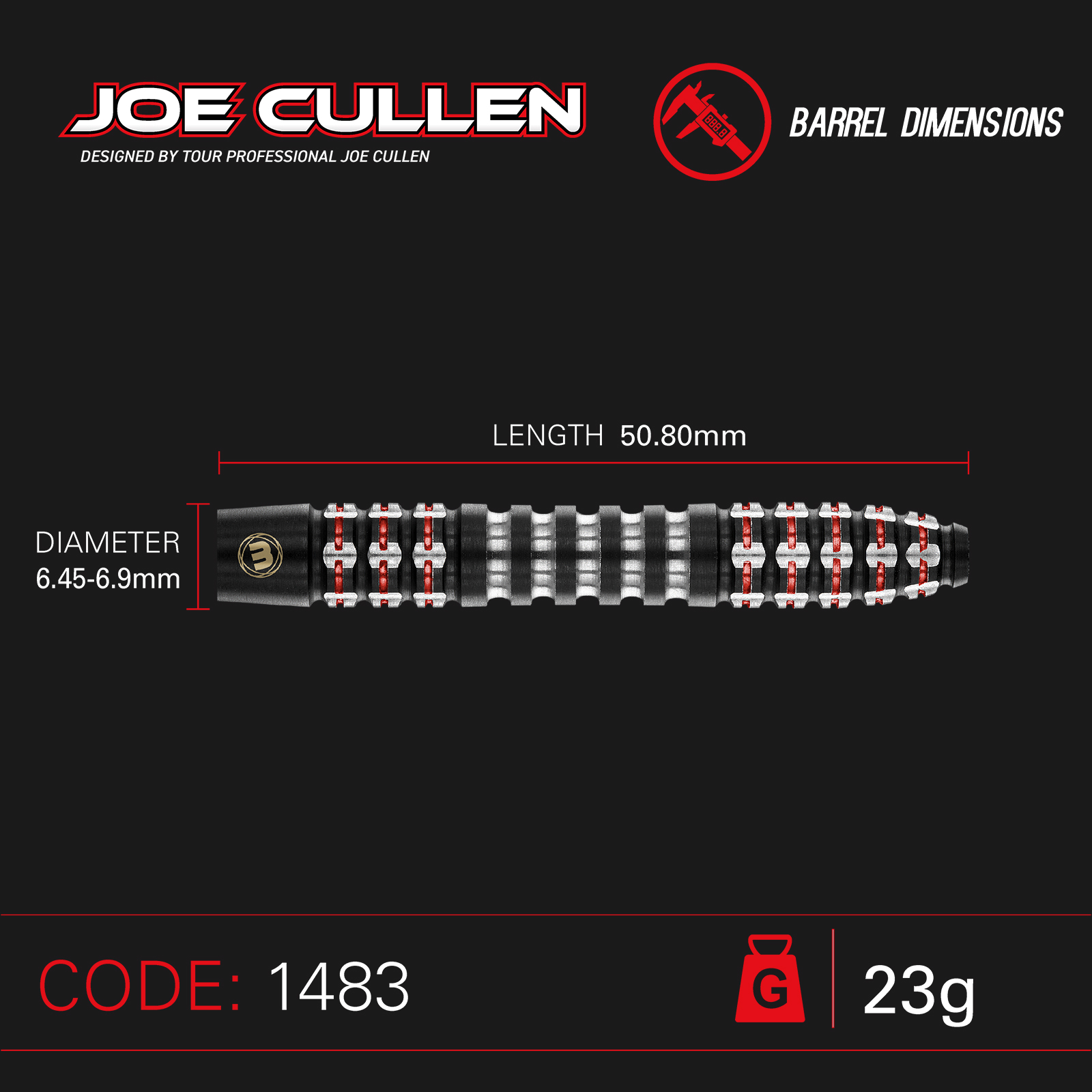 Invisible-Darts - Winmau Joe Cullen Ignition Steeldarts Details 2